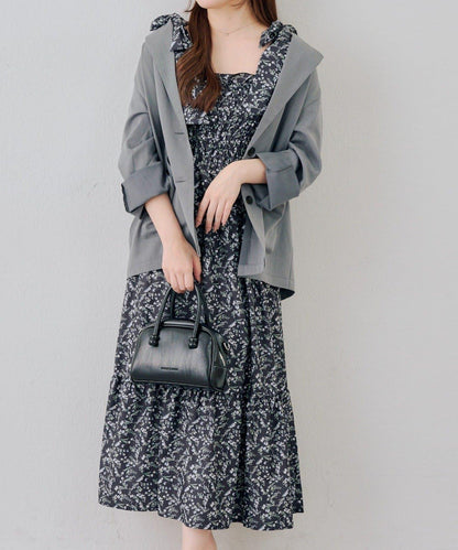 抽褶長款連衣裙