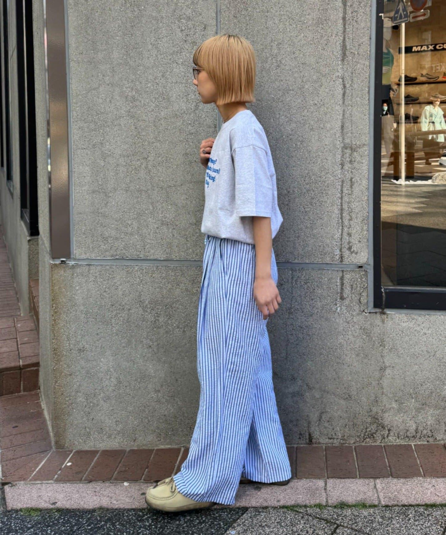 UNISEX 加大碼 條紋鬆緊 睡褲