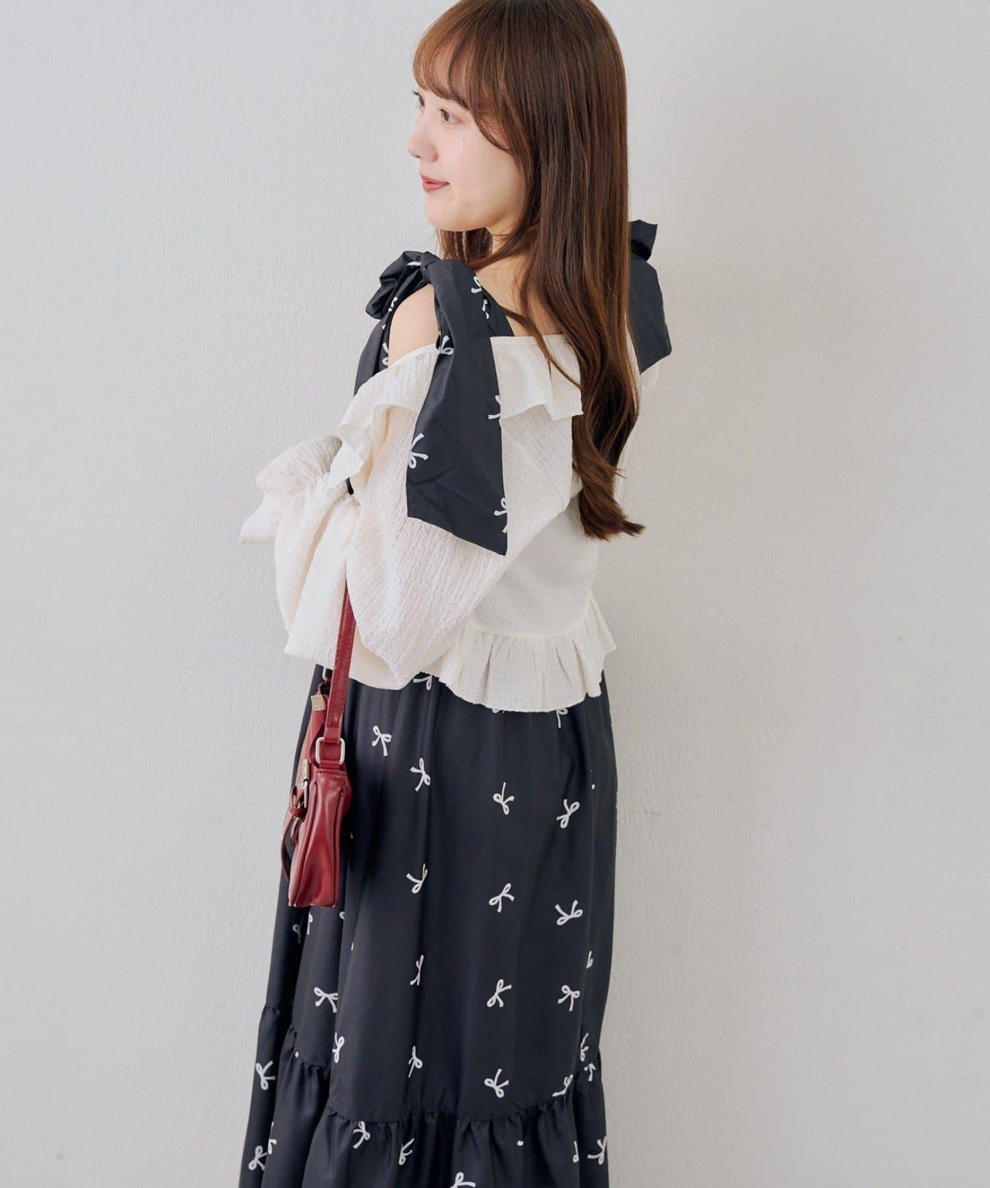 抽褶長款連衣裙