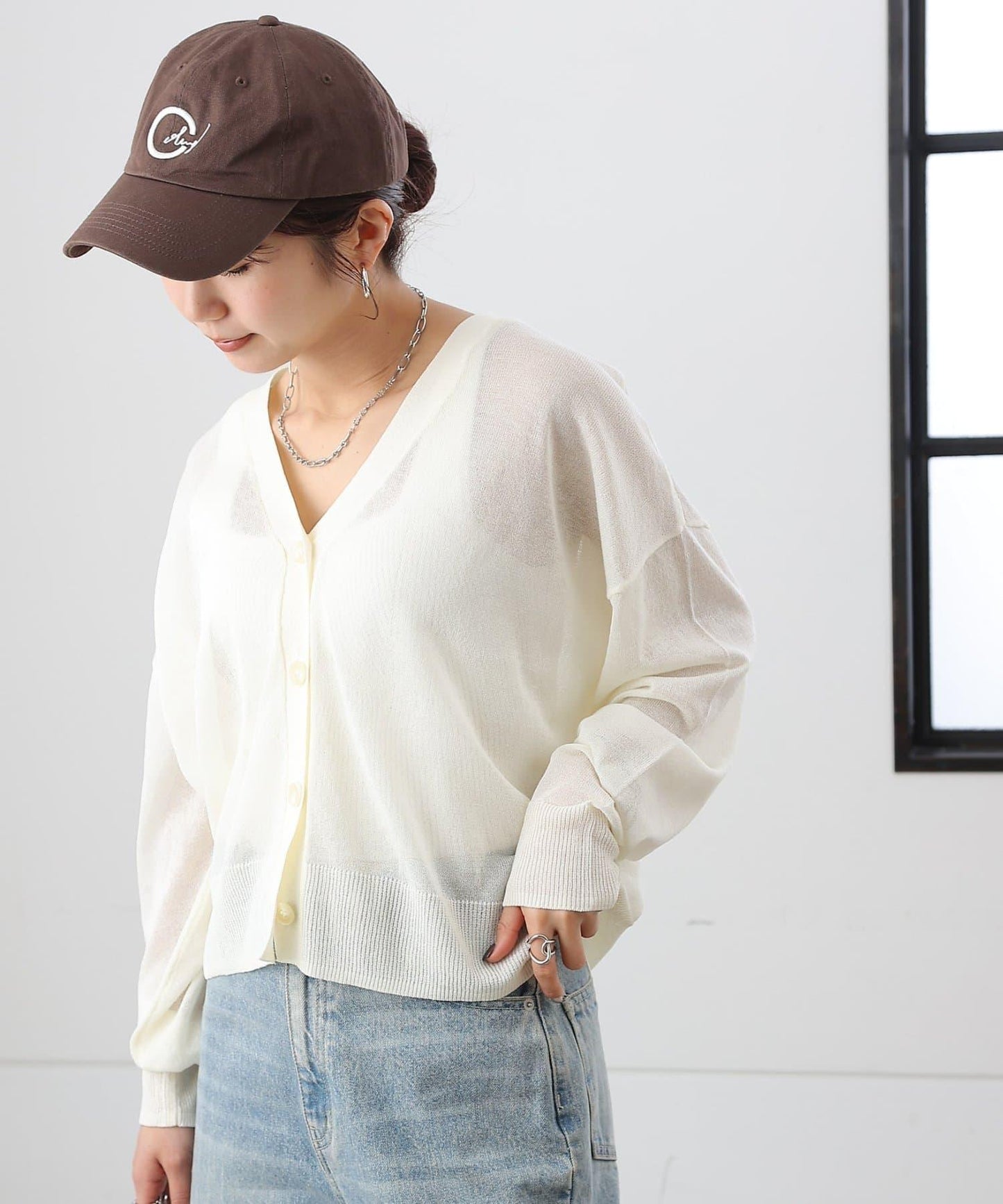 透紗 V領 針織開衫