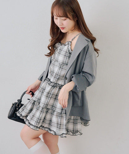 時尚層次感吊帶層疊連衣裙