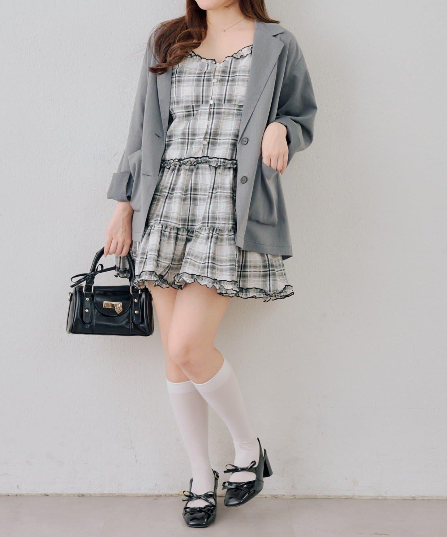 時尚層次感吊帶層疊連衣裙