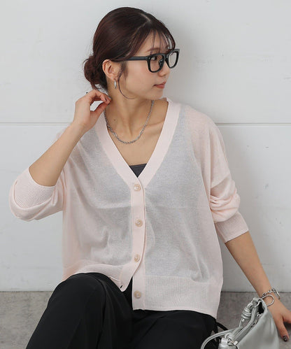 透紗 V領 針織開衫