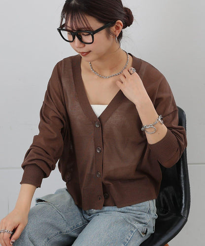 透紗 V領 針織開衫
