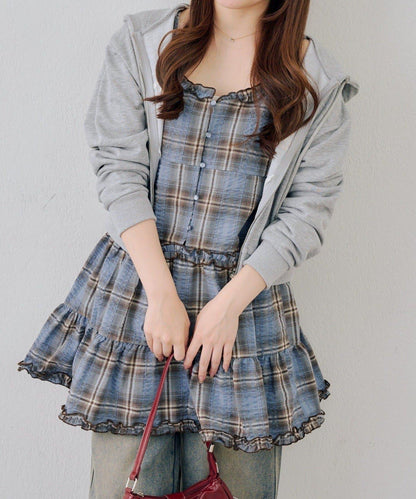 時尚層次感吊帶層疊連衣裙