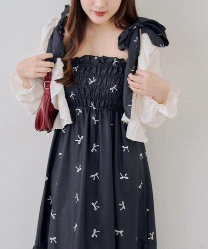 抽褶長款連衣裙