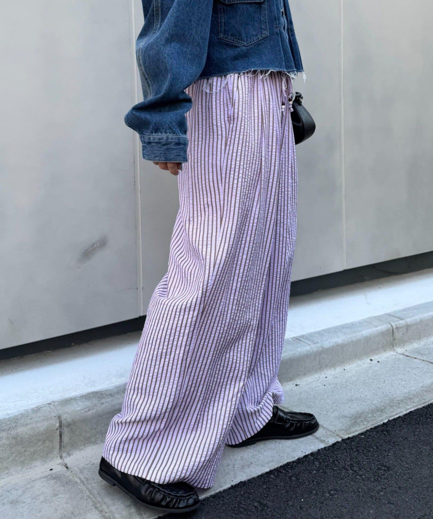 UNISEX 加大碼 條紋鬆緊 睡褲