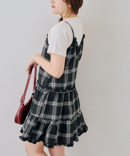 時尚層次感吊帶層疊連衣裙