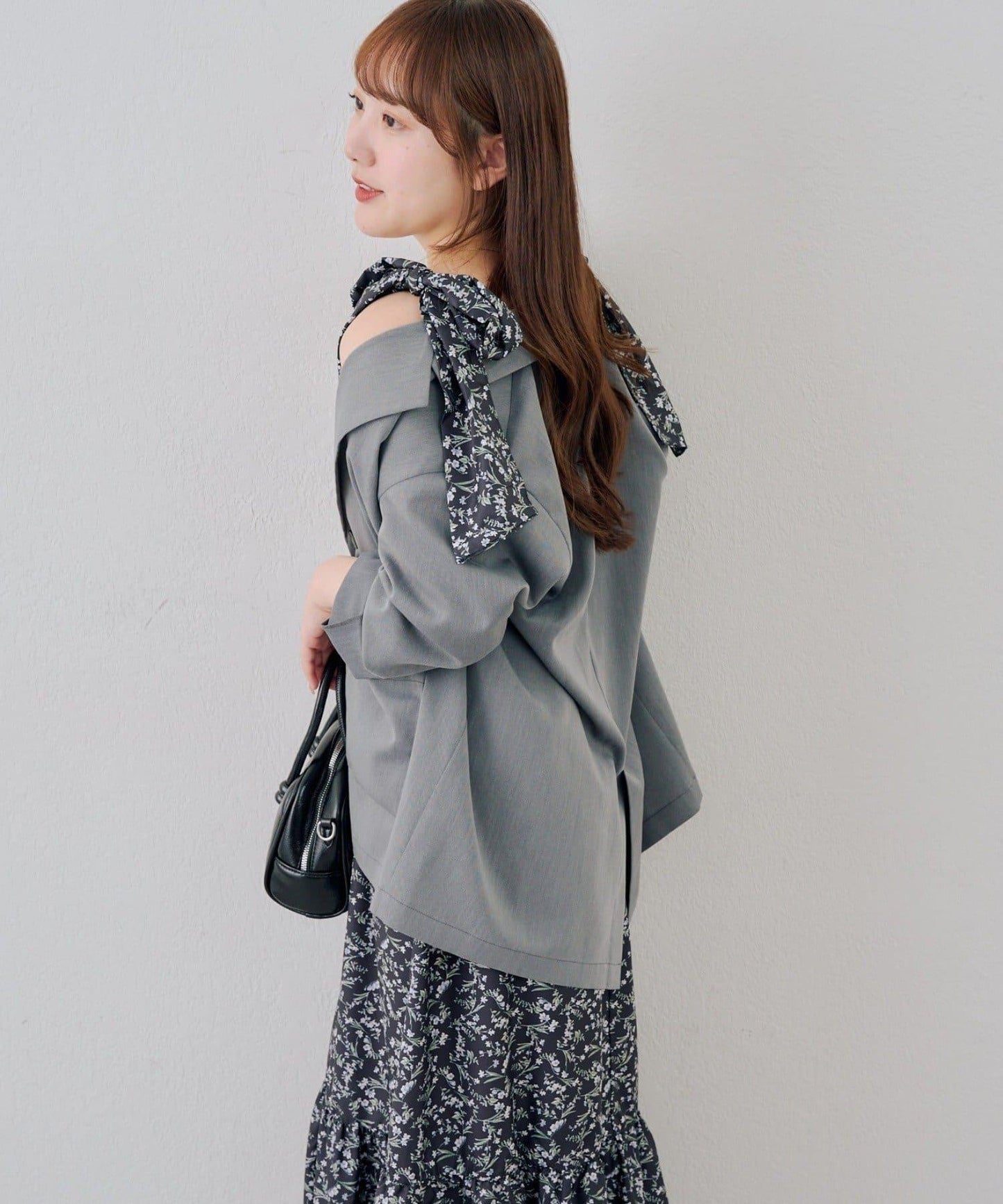 抽褶長款連衣裙