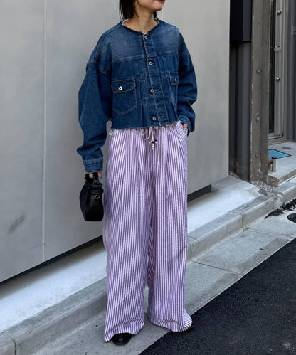 UNISEX 加大碼 條紋鬆緊 睡褲