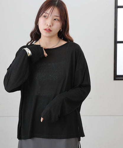 歐泊透紗平紋針織套頭上衣（網店限定）