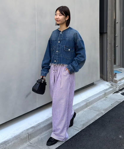 UNISEX 加大碼 條紋鬆緊 睡褲