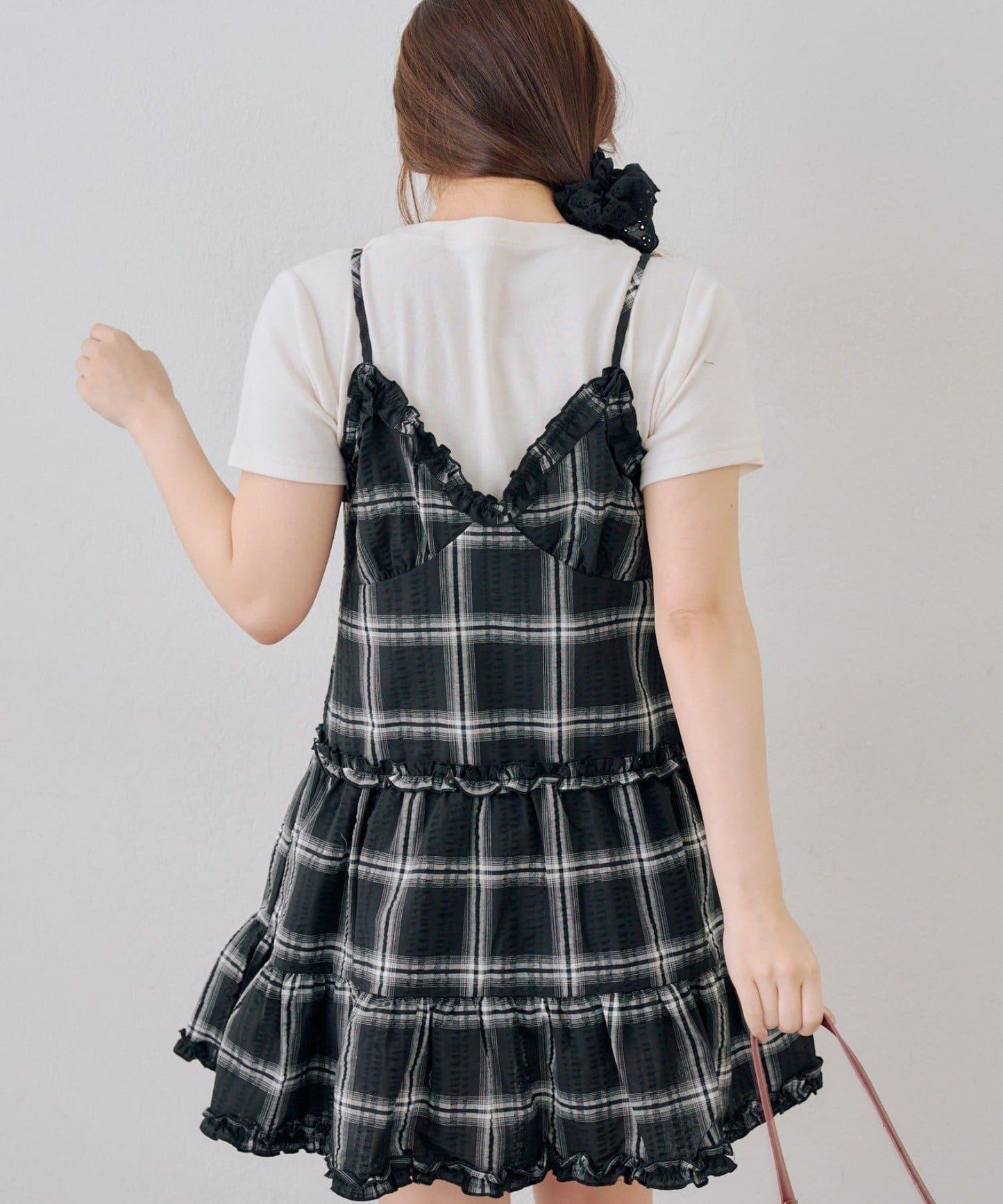 時尚層次感吊帶層疊連衣裙