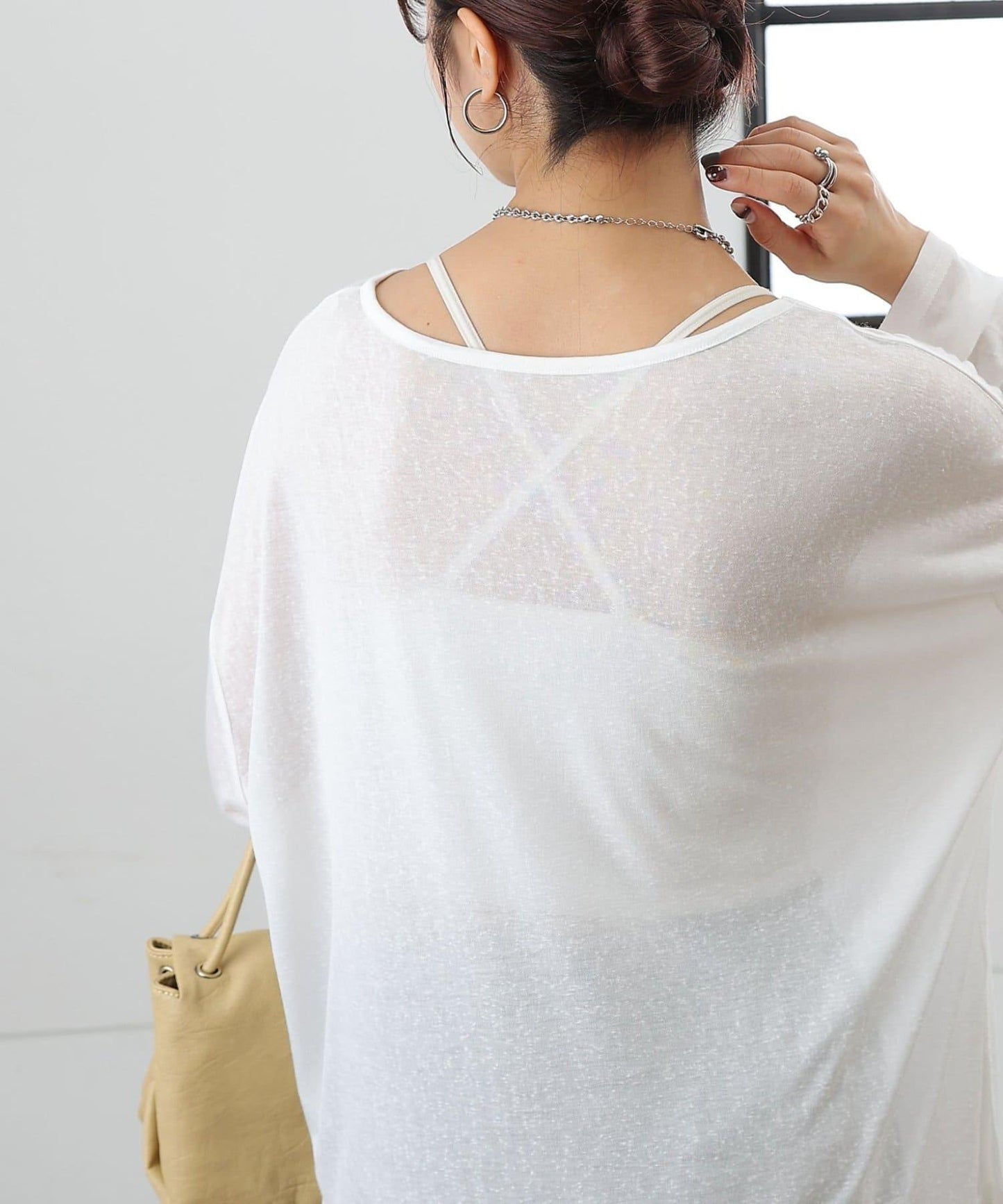 歐泊透紗平紋針織套頭上衣（網店限定）