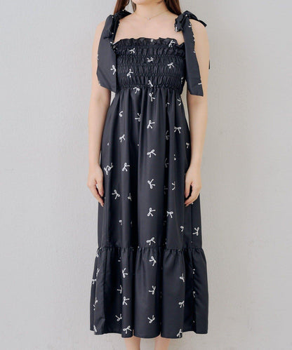 抽褶長款連衣裙