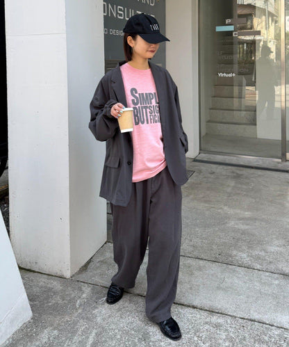 男女同款 大碼可選 竹節針織 顏料染Logo T恤