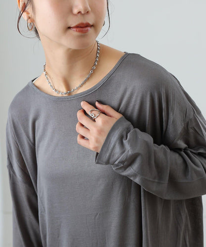 歐泊透紗平紋針織套頭上衣（網店限定）