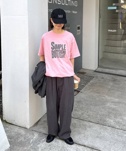 男女同款 大碼可選 竹節針織 顏料染Logo T恤