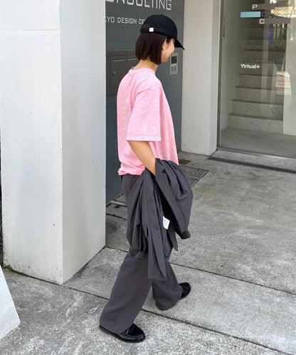 男女同款 大碼可選 竹節針織 顏料染Logo T恤