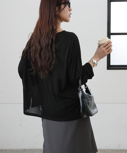 歐泊透紗平紋針織套頭上衣（網店限定）