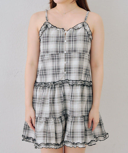 時尚層次感吊帶層疊連衣裙