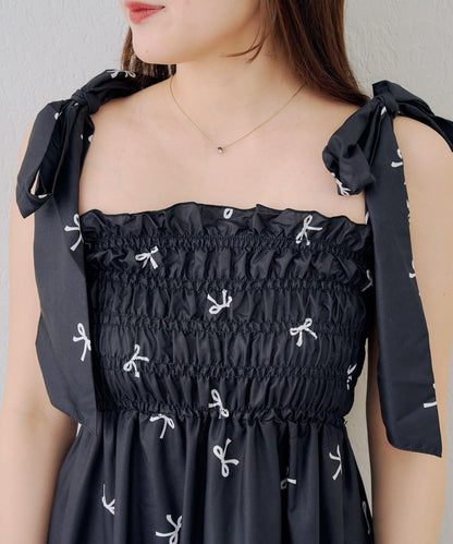 抽褶長款連衣裙