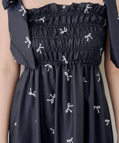 抽褶長款連衣裙