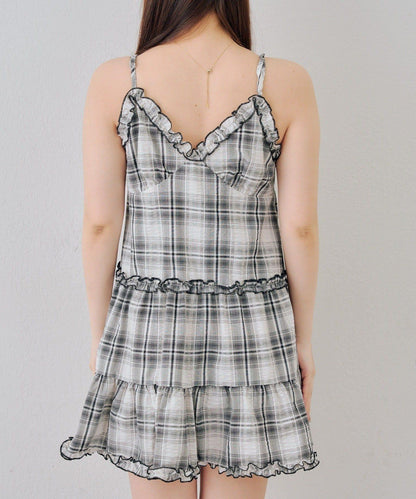 時尚層次感吊帶層疊連衣裙