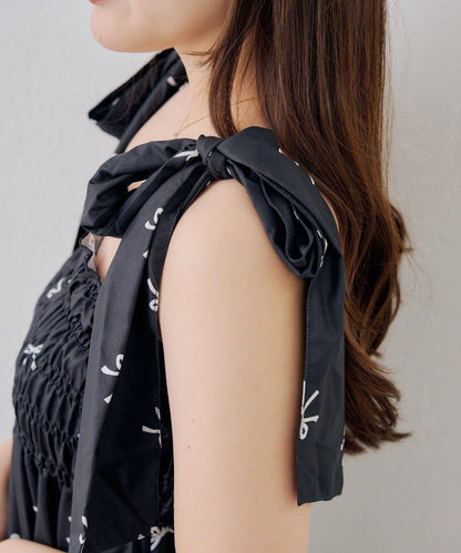 抽褶長款連衣裙