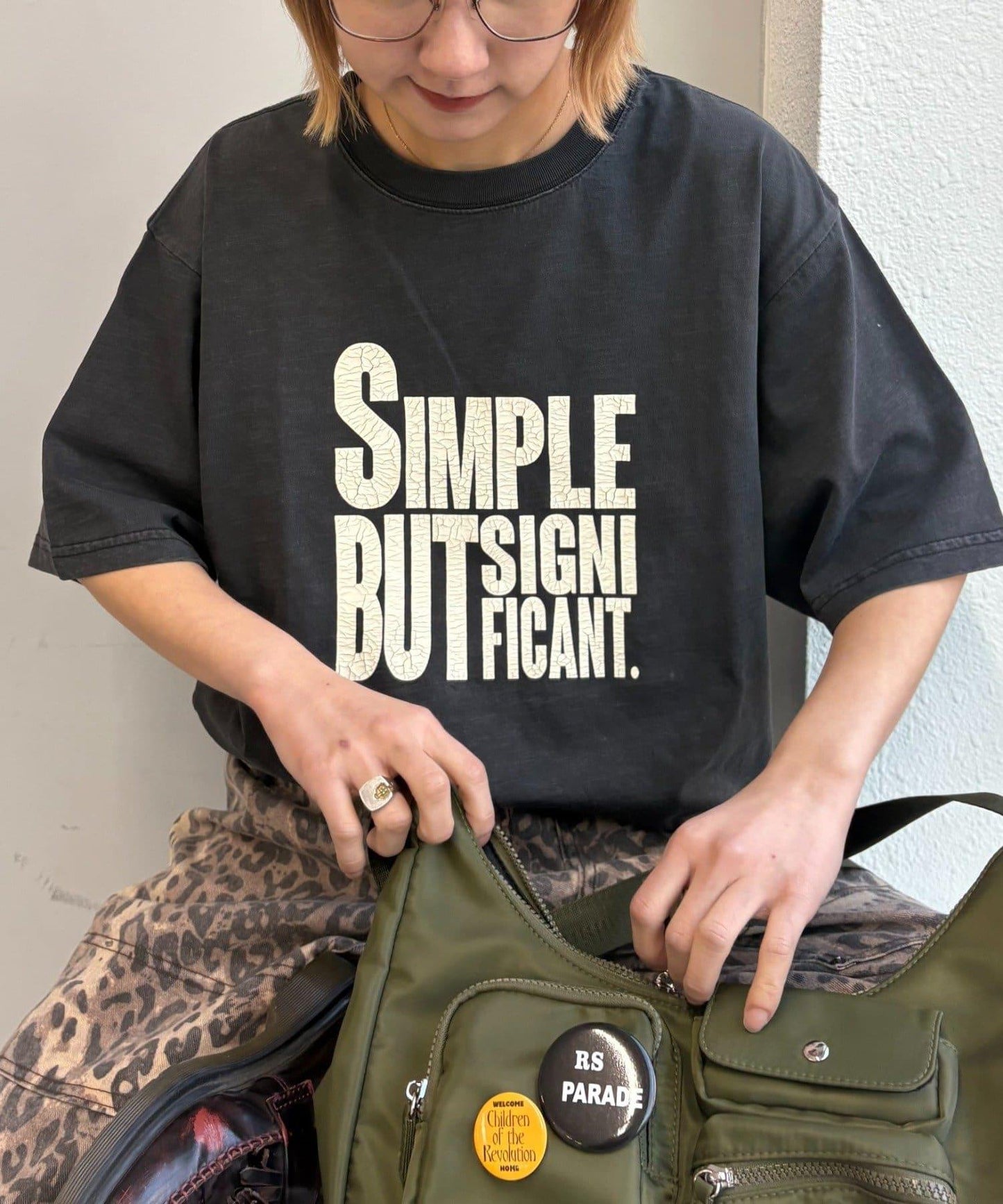 男女同款 大碼可選 竹節針織 顏料染Logo T恤