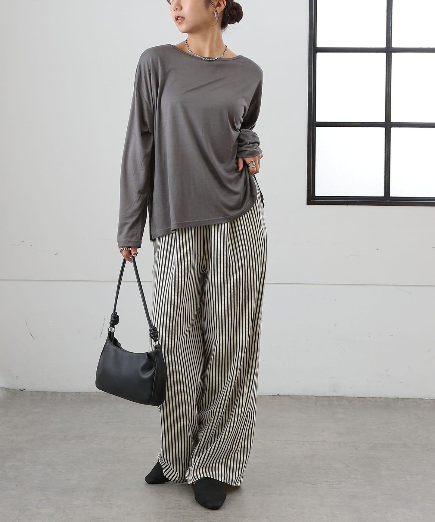 歐泊透紗平紋針織套頭上衣（網店限定）