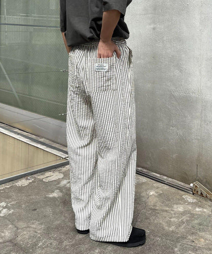 UNISEX 加大碼 條紋鬆緊 睡褲