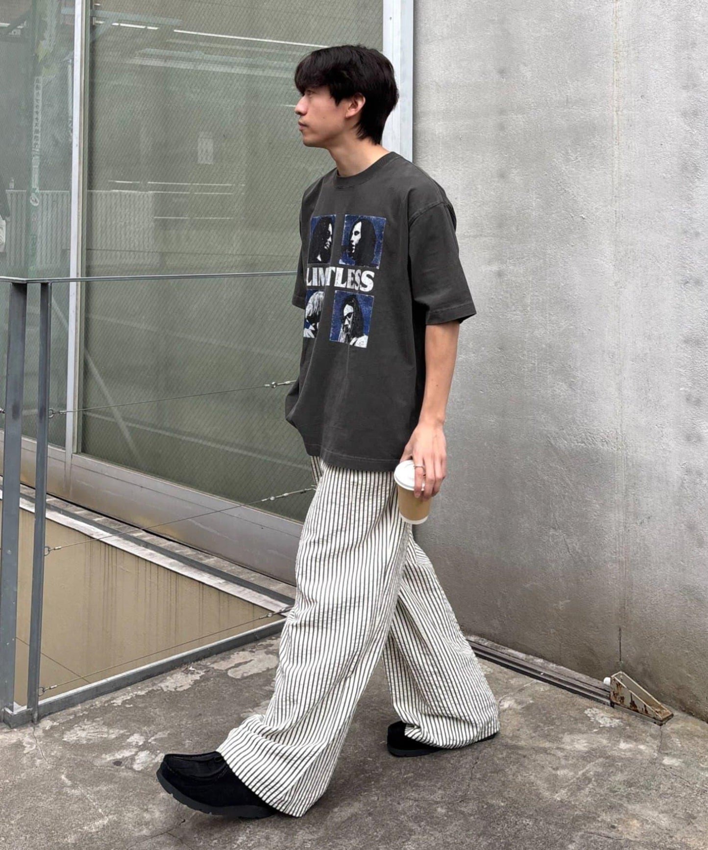 UNISEX 加大碼 條紋鬆緊 睡褲