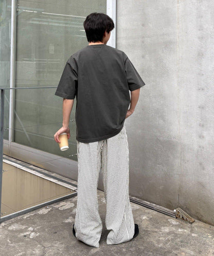 UNISEX 加大碼 條紋鬆緊 睡褲