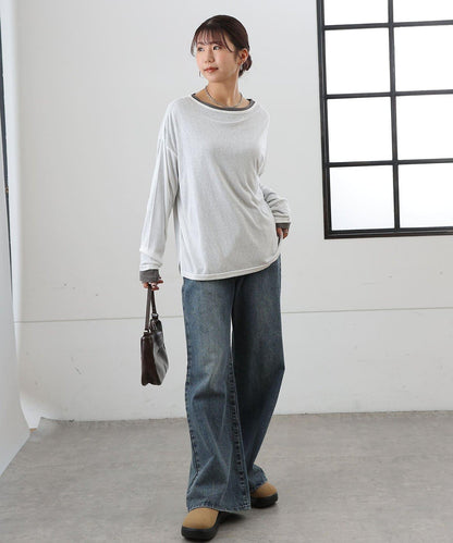 歐泊透紗平紋針織套頭上衣（網店限定）