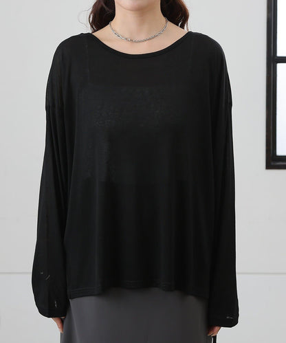 歐泊透紗平紋針織套頭上衣（網店限定）