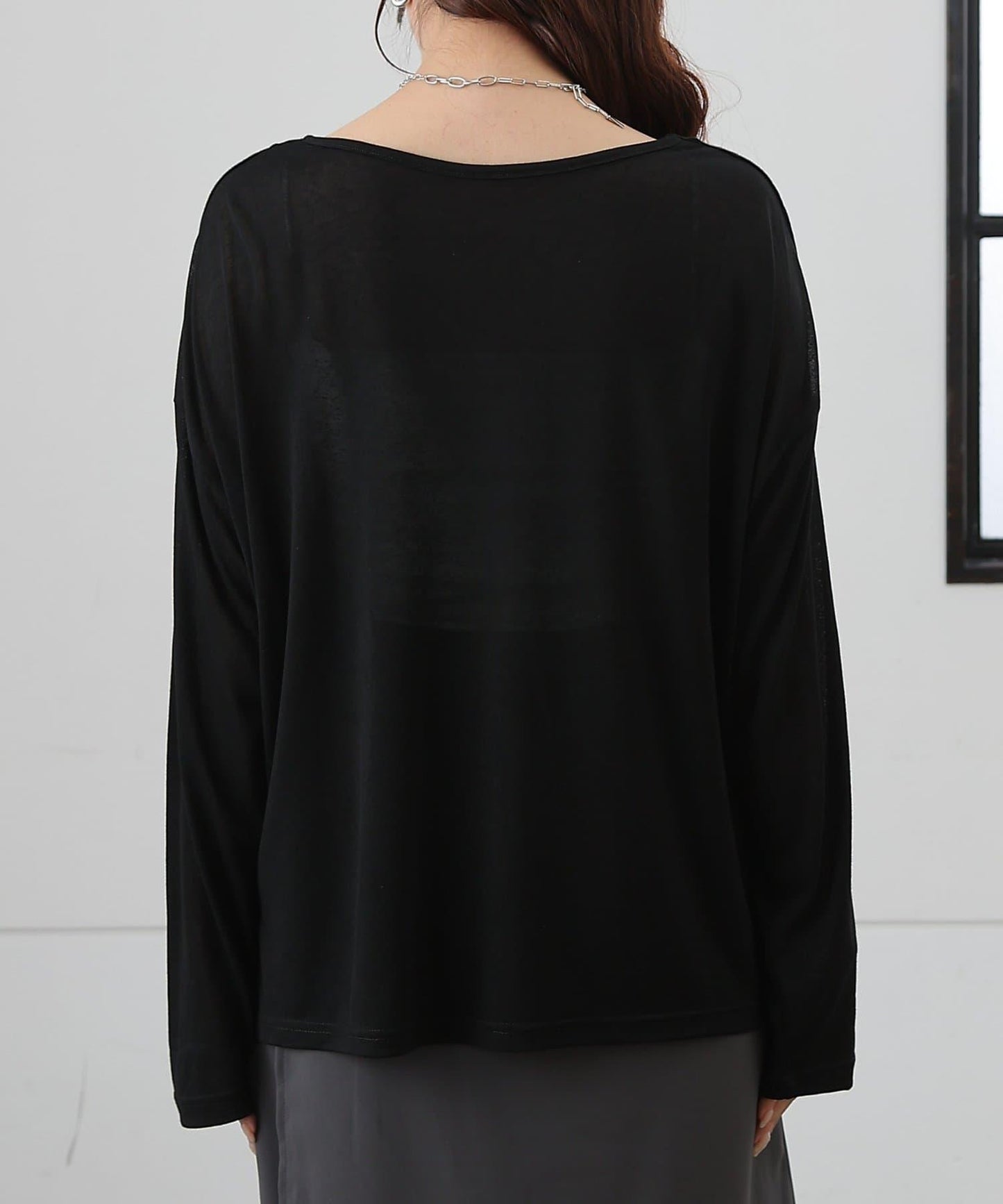 歐泊透紗平紋針織套頭上衣（網店限定）