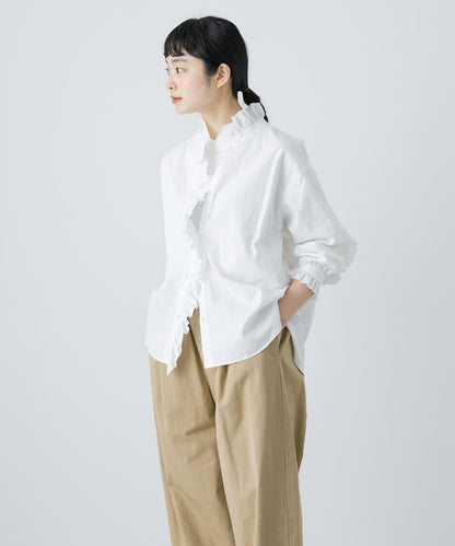 純棉荷葉邊領襯衫