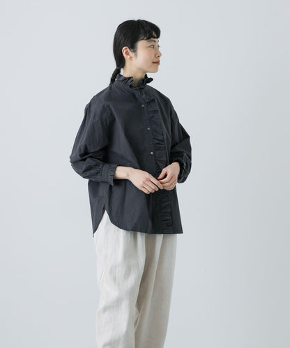 純棉荷葉邊領襯衫