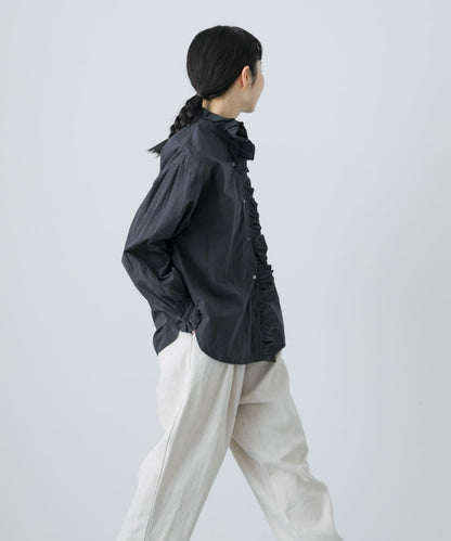 純棉荷葉邊領襯衫