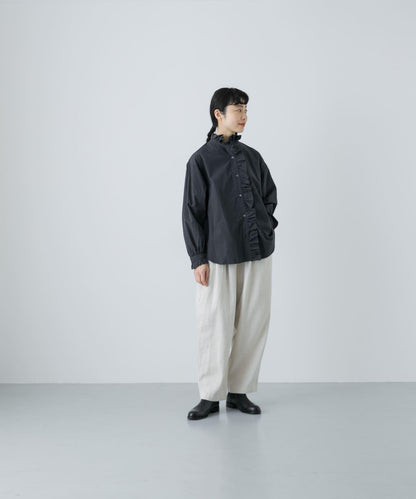 純棉荷葉邊領襯衫