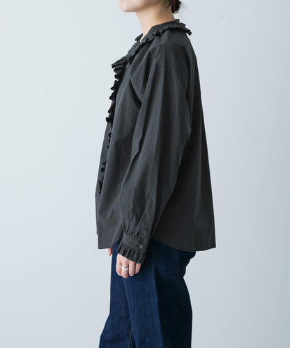 純棉荷葉邊領襯衫