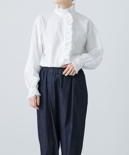 純棉荷葉邊領襯衫