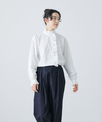 純棉荷葉邊領襯衫