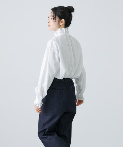純棉荷葉邊領襯衫