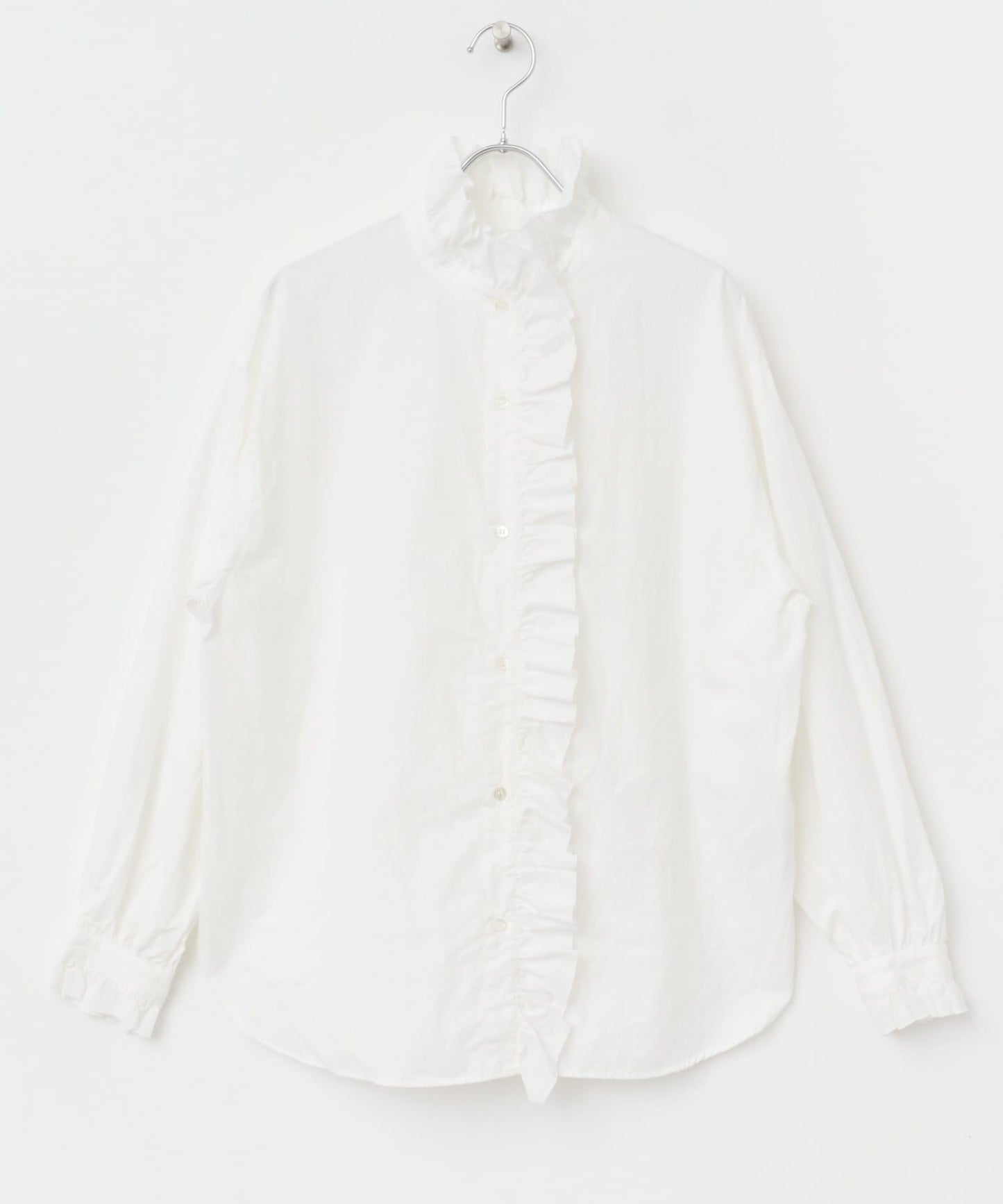 純棉荷葉邊領襯衫