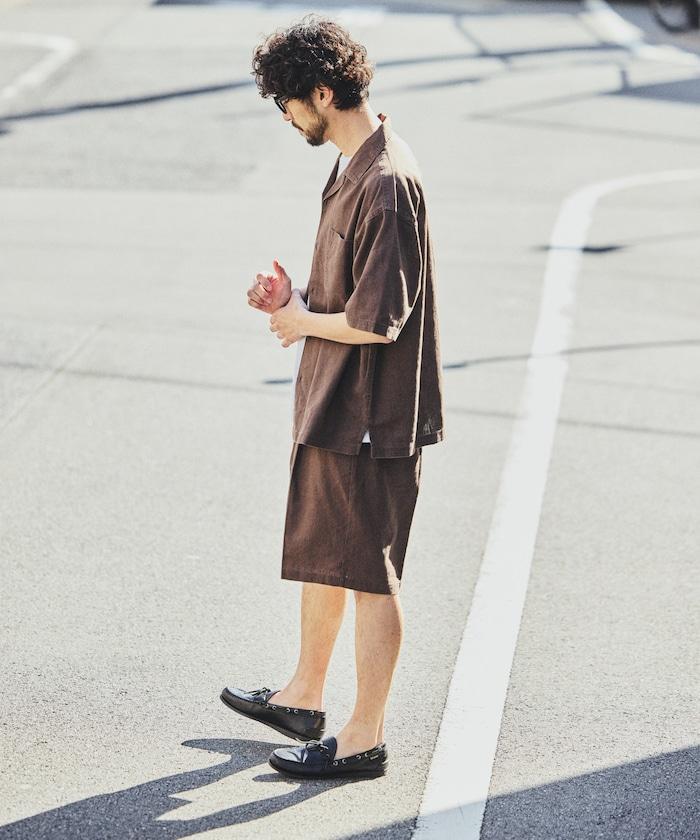 亞麻棉鬆緊休閒短褲