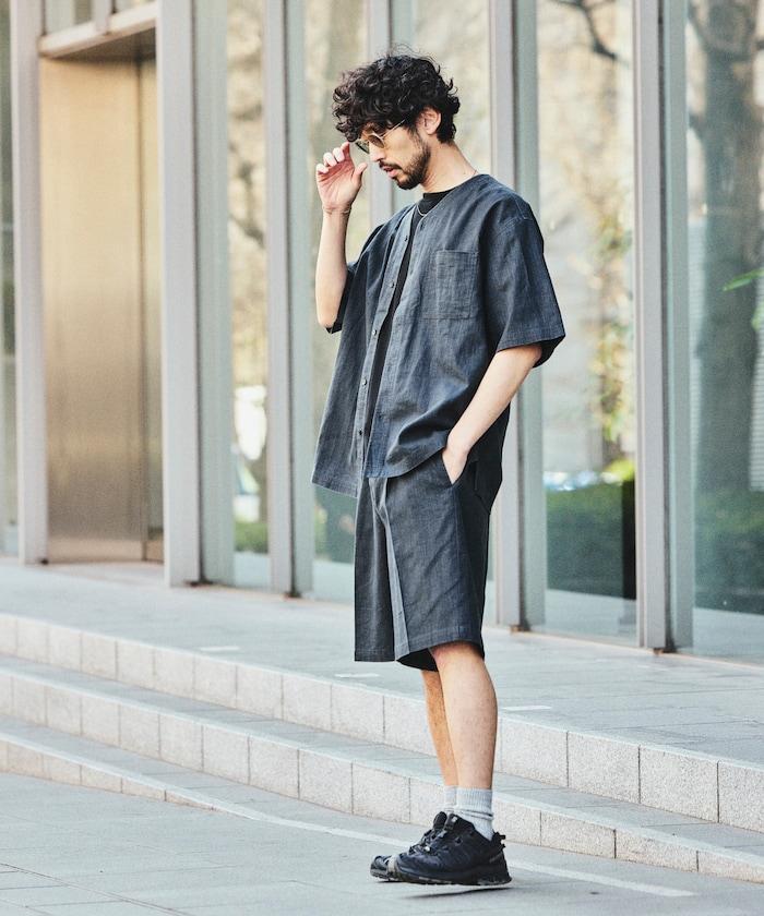 亞麻棉鬆緊休閒短褲