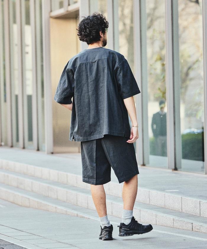 亞麻棉鬆緊休閒短褲