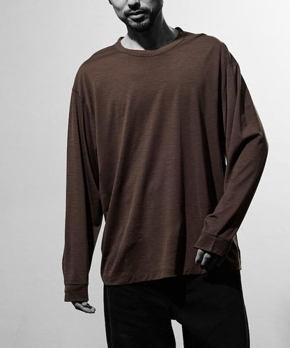 可機洗 美利奴羊毛混紡 長袖T恤